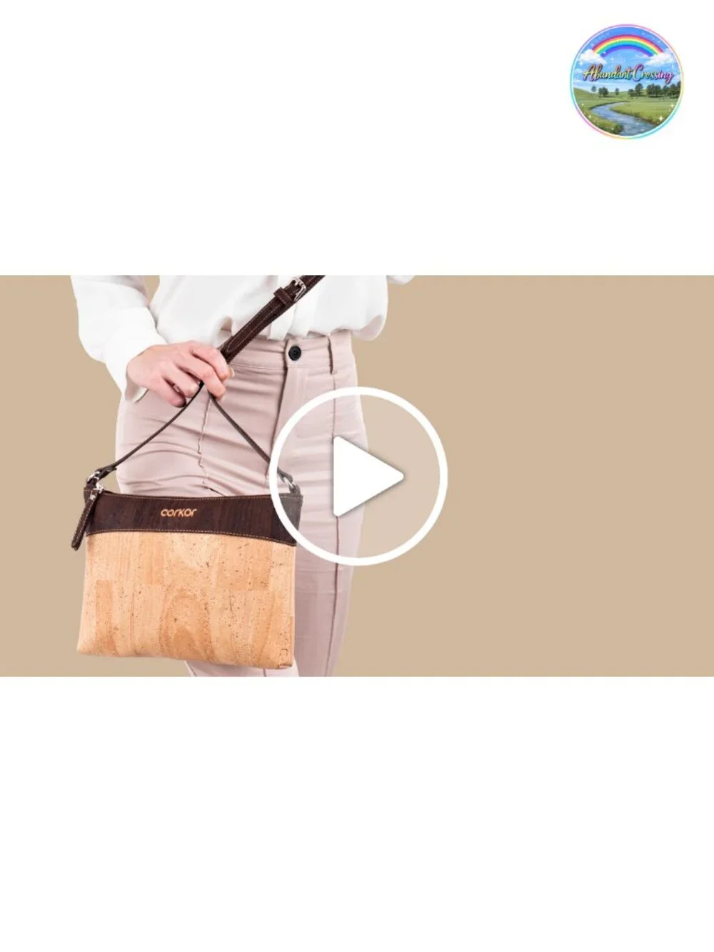 Vegan Cork Crossbody Bag Satchel Adjustable Strap